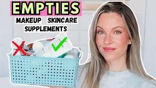 BEAUTY EMPTIES 2024  SKINCARE MAKEUP amp SUPPLEMENTS  PRODUCTS IVE USED UP [upl. by Vassili]