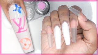 Acrylic Nails Tutorial  Louis Vuitton Nail Art Nail Tutorial  How To Acrylic Nails with Nail Forms [upl. by Ehtiaf]