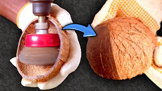 Effortless coconut shell clean and prep under 5 minutes for DIY craft projects [upl. by Sucramrej981]