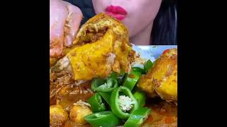 ASMR EATING SPICY QUAIL EGG CHICKEN CURRY🔥RICE shorts mukbangnasmreating mukbangasmr asmr [upl. by Aihsotan271]