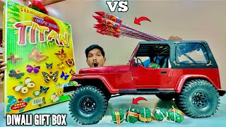 RC Jeep Rubicon Vs Diwali Fire Crackers Experiment  Chatpat toy tv [upl. by Oyek160]