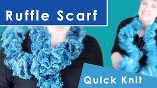 How to Knit a Ruffle Scarf  Winter Fashion Knits [upl. by Rabi]