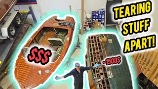 Disassembling our WOODEN Motorboat Bottom  Project Series Part 6 [upl. by Angelica]