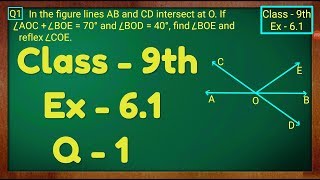 Class  9th Ex  61 Q 1 Lines and Angles Maths NCERT CBSE [upl. by Mauldon]