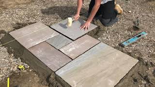 Laying Natural Stone Paving Guide [upl. by Ellertnom]