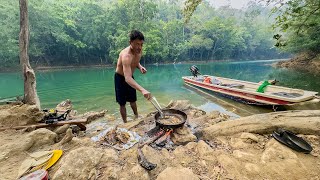 Pescando y cocinando con arpón y atarraya en hermoso rio pupos guapotes tilapias [upl. by Sofie]