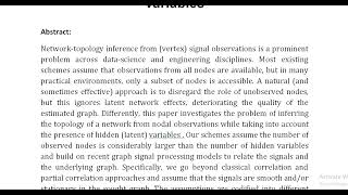 Learning Graphs From Smooth and Graph Stationary Signals With Hidden Variables [upl. by Jade]