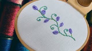 embroidery basic stitch tutorial of oyster running whipped back stitch [upl. by Havot411]