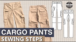 CARGO Pants for Men DIY  Complete Sewing Steps  PDF Patterns Boutique Sew Along [upl. by Aihsein]