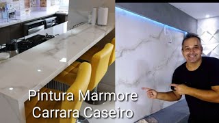 PINTURA MÁRMORE CARRARA CASEIRO  Pintura imitação Mármore  MARBLE PAINTING  DIY MAMORE CASEIRO [upl. by Llerraf]