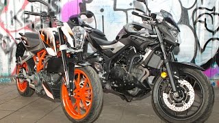 Yamaha MT03 vs KTM 390 Duke Review Road Test  Visordown Motorcycle Reviews [upl. by Doughty]