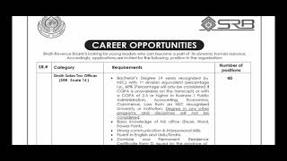 Big Update I Sindh Sales Tax Officer Jobs I SSTO Jobs I SRB Jobs I Sindh Revenue Board Jobs Prep [upl. by Bonnes]