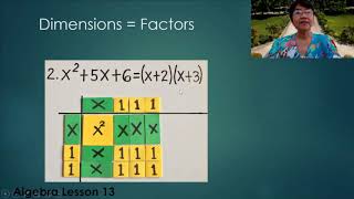 Algebra Lesson 13 Factoring Polynomials Using Algebra Tiles MATHEMATICS ALIVE [upl. by Odicalp54]