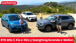 BYD Atto 3 Kia eNiro y SsangYong Korando eMotion  Prueba  Review en español  cochesnet [upl. by Martine55]