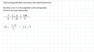 Verhoudingstabellen met meer dan twee kolommen 3 HAVO [upl. by Neelyad]