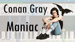 Conan Gray  Maniac Piano Tutorial  Sheets  MIDI Synthesia [upl. by Ibot173]