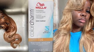 How to use Wella toner T35 on bleached hair  BRASSY to BEIGE [upl. by Dekeles]