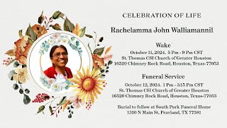 Rachelamma John Walliamannil  Wake Service [upl. by Terris]