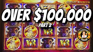 100000 in JACKPOTS on Buffalo Slot Machines PART 2 [upl. by Pozzy]