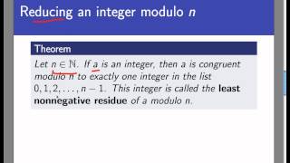 Reducing an integer modulo n Screencast 314 [upl. by Ahsilif]