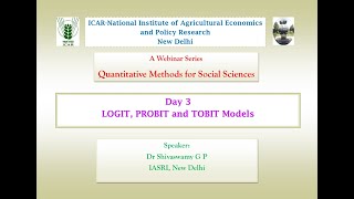 Day 3 NIAP Webinar Series on QMSS LOGIT PROBIT and TOBIT models [upl. by Rollie]