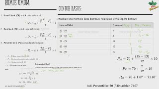 3 Kuartil Desil Persentil dari Data KelompokGrup  Contoh Kasus  Ukuran LetakPosisi Nilai Data [upl. by Chiaki609]