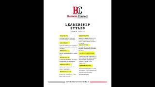 Leadership styles  Business Connect Magazine  leadership businessnews [upl. by Eneleh24]