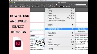 How to use Anchored Object option  Adobe indesign video [upl. by Iy]