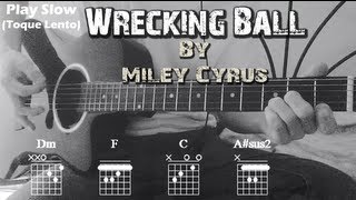 How to Play ▶Miley Cyrus  Wrecking Ball◀  Standard Chords Tutorial  Como Tocar en Guitarra✔ [upl. by Hwang]