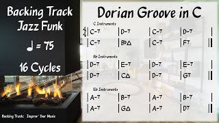 Dorian Groove in C 75 BPM Jazz Funk Backing Track [upl. by Taddeo639]