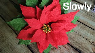 ABC TV  How To Make Poinsettia Paper Flower From Crepe Paper Slowly  Craft Tutorial [upl. by Erbma]