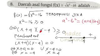 daerah asal fungsi fx akar x²16 adalah [upl. by Carol-Jean610]