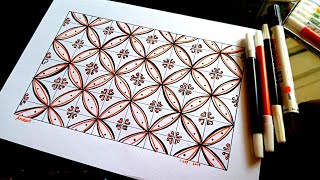 MENGGAMBAR MOTIF BATIK KAWUNG PALING SIMPLE [upl. by Lerner827]