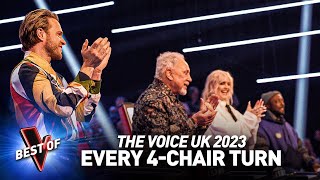 Every 4CHAIR TURN on THE VOICE UK 2023 [upl. by Yl]