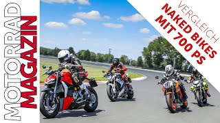 NakedbikeVergleich 2022  BMW S 1000 R Duc Streetfighter V2 KTM Super Duke R Evo Speed Triple RS [upl. by Aserat216]