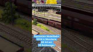 Faszination Modellbahn 2024 in Mannheim  H0 BR 44 mit 28 Kohlewagen [upl. by Norag]