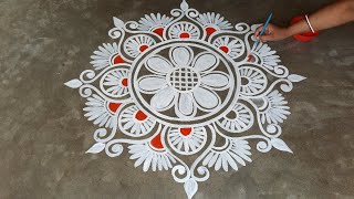 Alpona design for laxmi puja  Very Simple Alpana Design For Laxmi Puja  rangoli [upl. by Sokem]