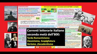 ✅ Correnti Letterarie Italiane II° metà dell800 Romanticismo Scapigliatura Verismo Decadentismo [upl. by Nalad]