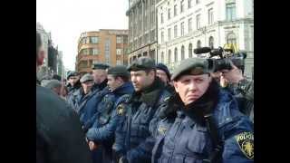 16032005Procession of Latvian Waffen SS legion in Riga Arrest of antifascists [upl. by Llenil849]