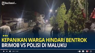 Kepanikan Warga Hindari Bentrok Brimob vs Polisi di Maluku Bermula Razia Knalpot Racing [upl. by Skipp]