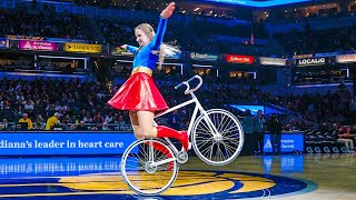 Supergirl flying with bike 😳 NBA Halftimeshow Pacers  Unedited Video  Violalovescycling [upl. by Baum]