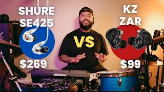 Fone KZ ZAR vs Shure SE425  Opnião de um baterista by Thiago Rios PTBR [upl. by Tselec]