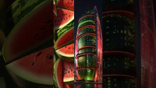 Futuristic Watermelon amp Melon Towers  NatureInspired Architectureyoutubeshorts shorts trend [upl. by Blanca]