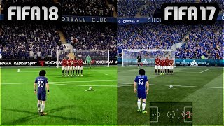 FIFA 18 vs FIFA 17 Gameplay Comparison Penalties Free Kicks [upl. by Eikcaj421]