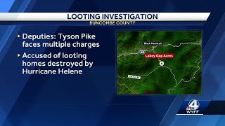 Man arrested for looting homes devastated by Helene in Buncombe County officials say [upl. by Ahseinar]