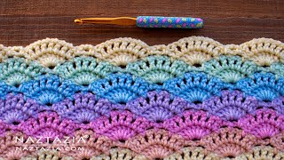 How to Crochet Large Shell Stitch Pattern for a Blanket Scarf and More by Naztazia [upl. by Ehcropal]