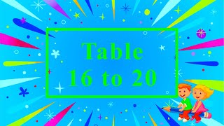 Table 16 to 20 in English for Kindergarten  Table 2 to 20  Kids Academy Hub [upl. by Aon]