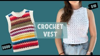 Crochet cotton vest tutorial  inspired by 600 Sea Ziggy Crochet Sweater Vest [upl. by Janella389]