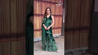 Raashi Khanna is wearing Bottle Green Embroidered Velvet Sharara Set Worth ₹64000😱‼️ [upl. by Yerffoeg]