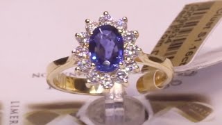 98634  S116ctD044ct  Oval Sapphire with 12 Round Brilliant Diamond Cluster  18ct Yellow Gold [upl. by Lasser190]